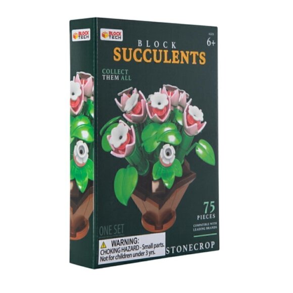 Block Tech Succulents Block Set Stonecrop NWT Building Activity Faux Plant Decor - Picture 5 of 6